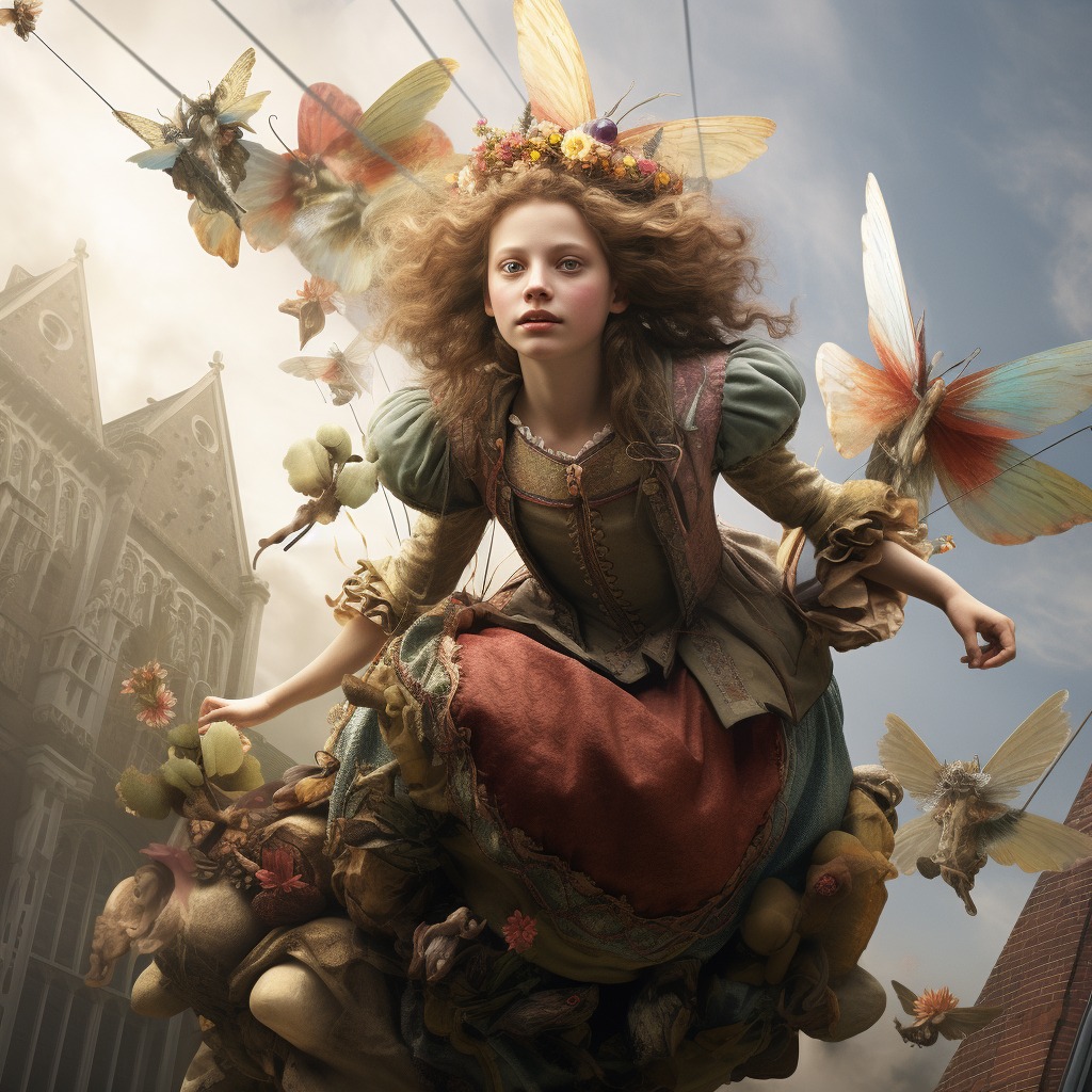 On The Wings Of Angels - Children in  the hereafter riding Steampunk time machines.